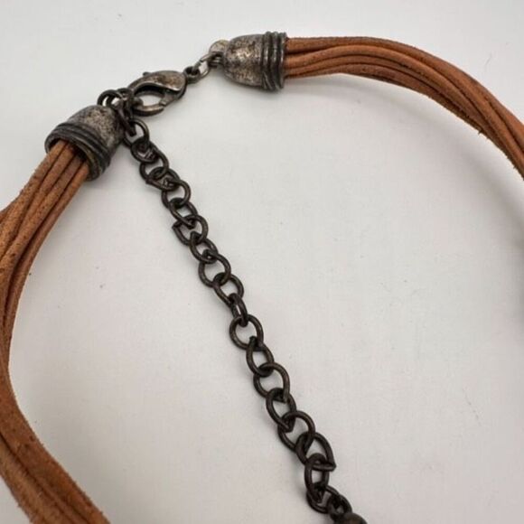 Chico’s black beaded layered multi-strand twisted necklace leather cord Chunky - Picture 4 of 11